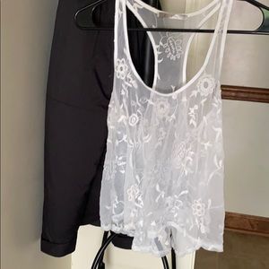 White lace tank top.